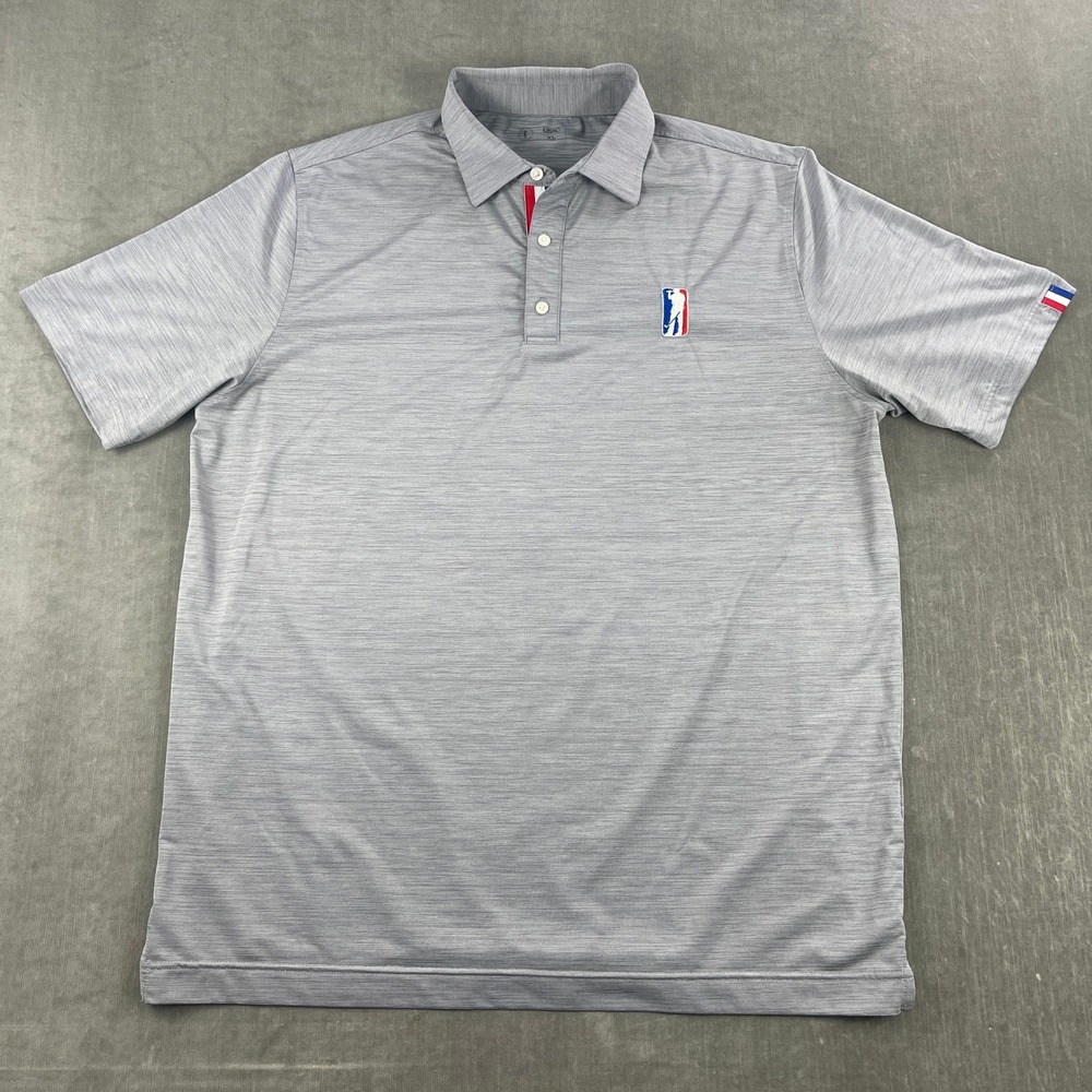 U Suck At Golf USAG Men XL Gray Polo Shirt Performance Stretch Heathered